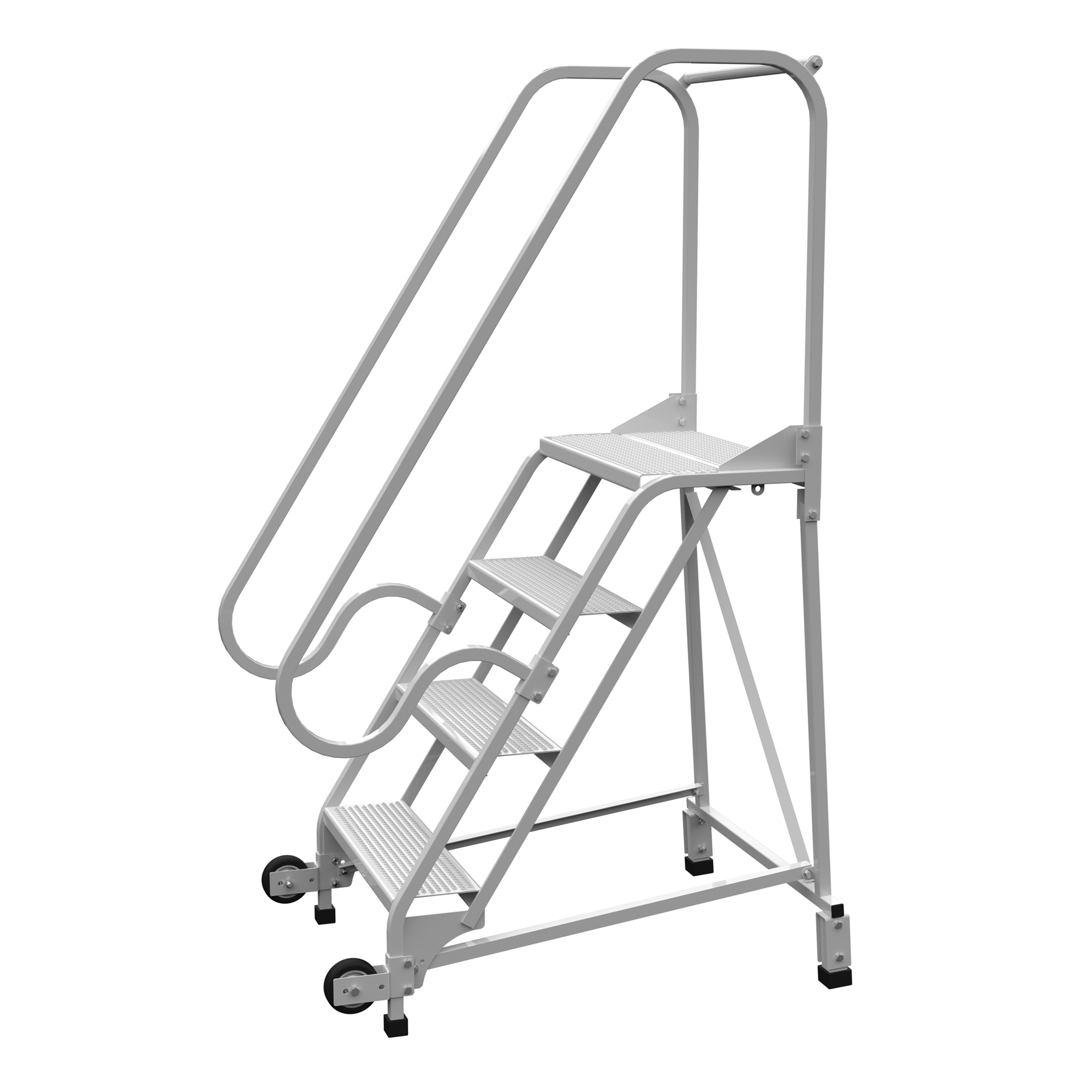 Vestil 4-Step Grip Strut Rolling Ladder - 70in. Height, Steel, FDA-Compliant, Model# LAD-TRN-60-4-FDA
